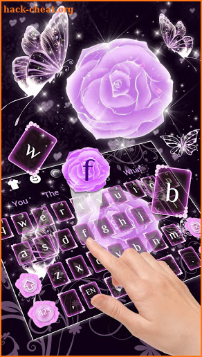 Glowing Purple Rose Butterfly Keyboard Theme screenshot