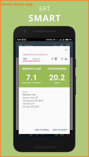 Glycemic Index & Load : low-carb diet & fiber screenshot