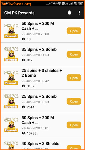 GM PK Rewards - Free Spins, Cash, Shields Rewards screenshot