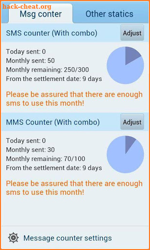 GO SMS Pro Message Counter screenshot