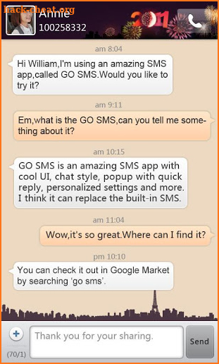 GO SMS Pro New Year - Night screenshot