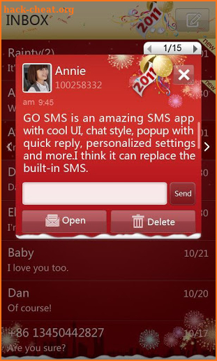 GO SMS Pro New Year - Red screenshot