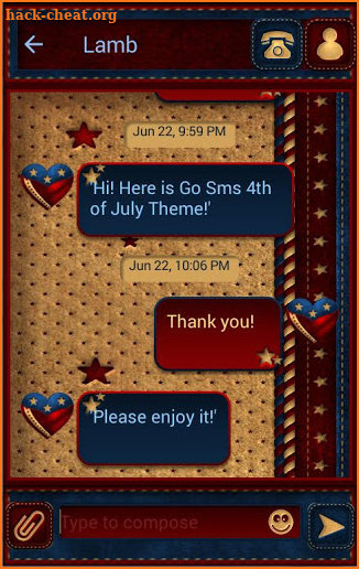 GO SMS PRO THEME 4TH OF JULY AMERICANA screenshot