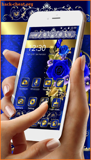 Gold and Blue Flower Theme screenshot