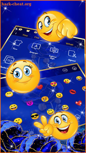 Gold and Blue Glitter Rose Keyboard Theme screenshot