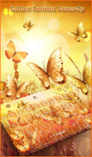 Gold Autumn Butterfly Keyboard Theme screenshot