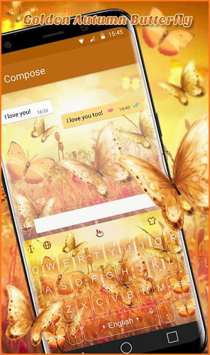 Gold Autumn Butterfly Keyboard Theme screenshot