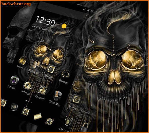 Gold Black Horrific Skull Theme screenshot