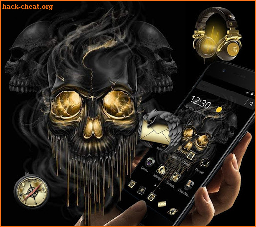 Gold Black Horrific Skull Theme screenshot