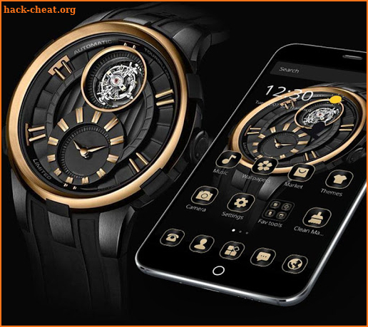 Gold Black Luxury Watch Theme screenshot