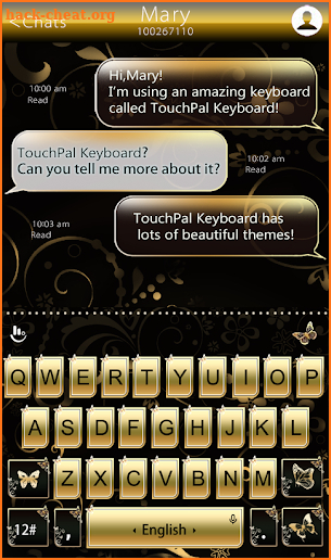 Gold Butterfly Keyboard Theme screenshot