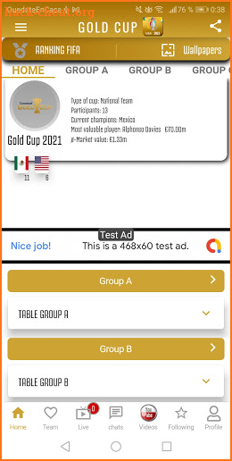 Gold Cup 2021 - USA soccer Live results screenshot