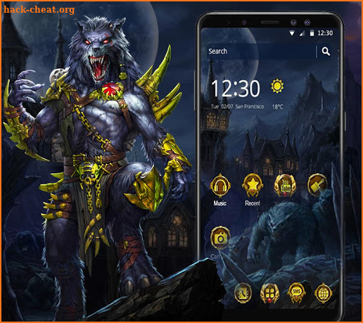 Gold Dark Evil Wolf Theme screenshot