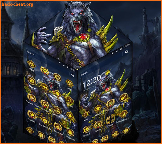 Gold Dark Evil Wolf Theme screenshot