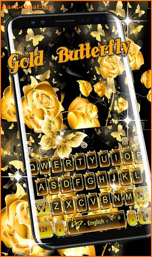 Gold Diamond Butterfly Keyboard Theme screenshot
