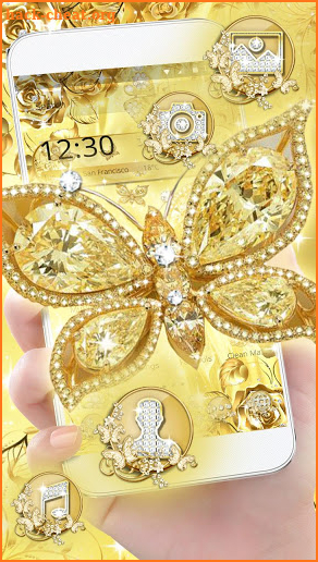 Gold Diamond Butterfly Theme screenshot