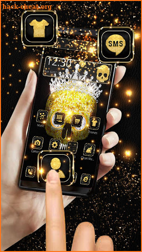 Gold Diamond Crown Skull Theme screenshot