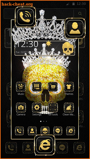 Gold Diamond Crown Skull Theme screenshot