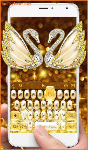 Gold Diamond Lovers Swan Keyboard Theme screenshot