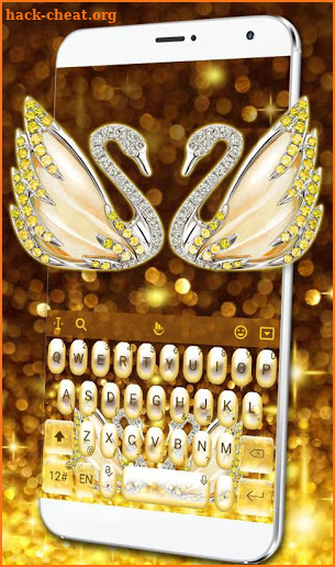 Gold Diamond Lovers Swan Keyboard Theme screenshot