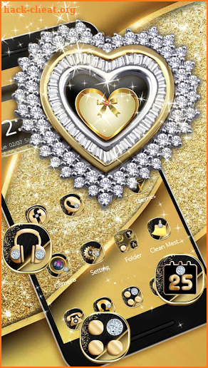 Gold Diamond Shiny Heart Theme screenshot