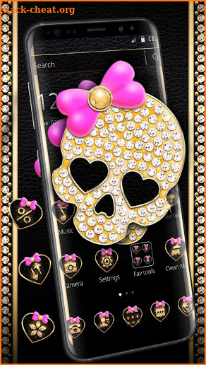 Gold Diamond Skull Pink Bowknot Theme screenshot