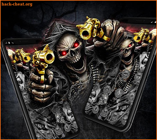Gold Fire Gun Warrior Skull Theme screenshot