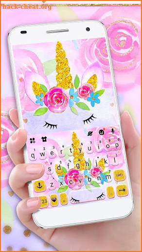 Gold Floral Unicorn Keyboard Theme screenshot