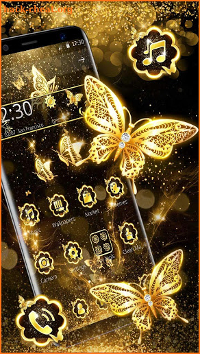 Gold Glitter Butterfly Gravity Theme screenshot