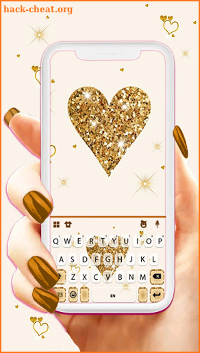Gold Glitter Heart Keyboard Background screenshot