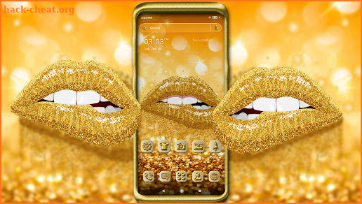 Gold Glitter Lips Launcher Theme screenshot