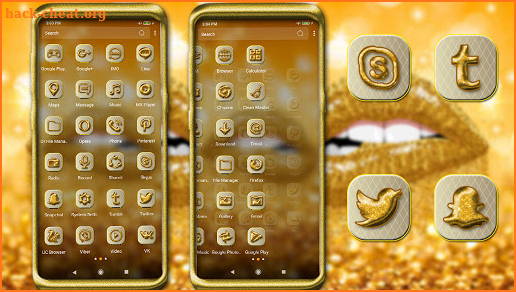 Gold Glitter Lips Launcher Theme screenshot