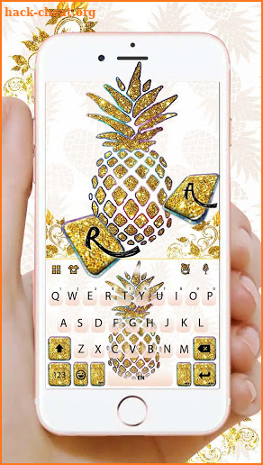 Gold Glitter Pineapple Keyboard Theme screenshot