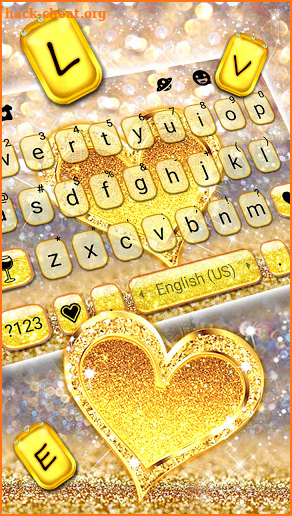 Gold Luxury Heart Keyboard Background screenshot