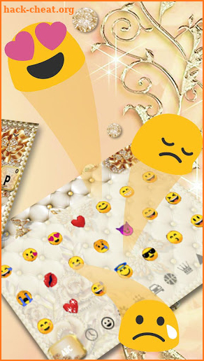Gold Pearls Diamond Butterfly Keyboard Theme screenshot