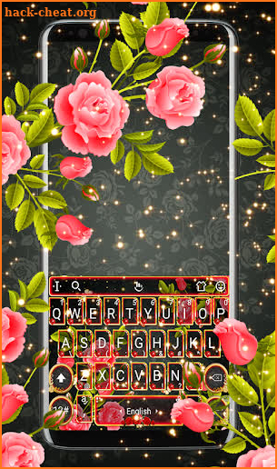 Gold Pink Rose Keyboard Theme screenshot