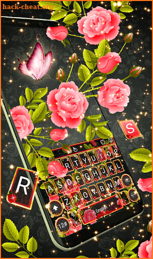Gold Pink Rose Keyboard Theme screenshot