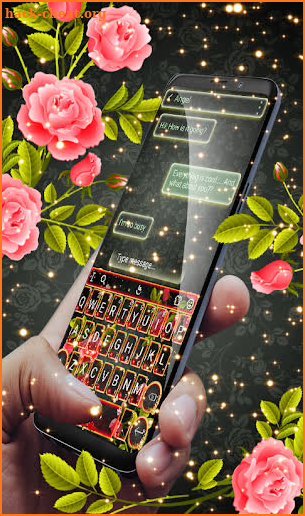 Gold Pink Rose Keyboard Theme screenshot