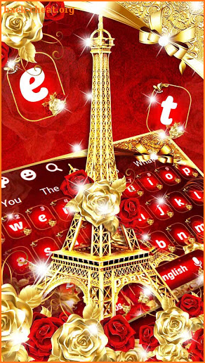 Gold Red Rose Eiffel Tower Keyboard screenshot