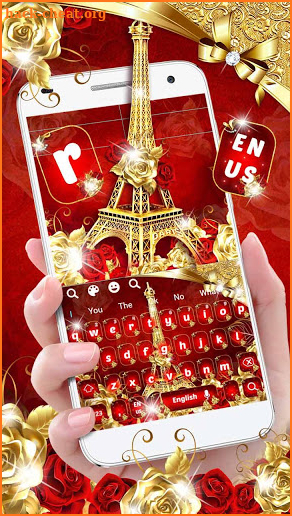 Gold Red Rose Eiffel Tower Keyboard screenshot