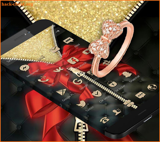 Gold Zipper Lace Bowknot Theme screenshot