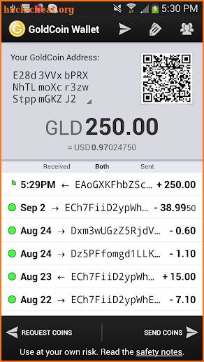 GoldCoin Wallet screenshot
