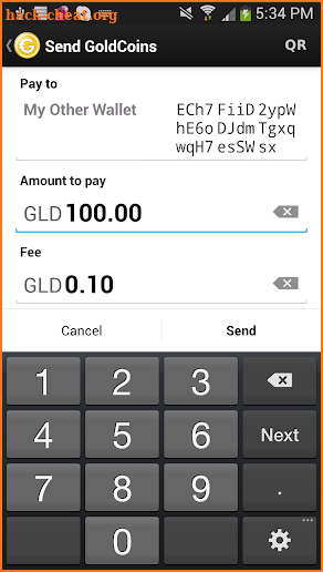 GoldCoin Wallet screenshot