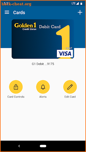 Golden 1 Card Controls screenshot