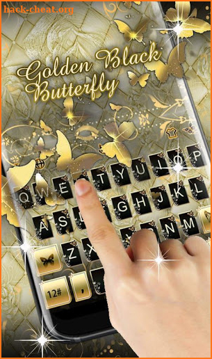 Golden Black Butterfly Keyboard Theme screenshot
