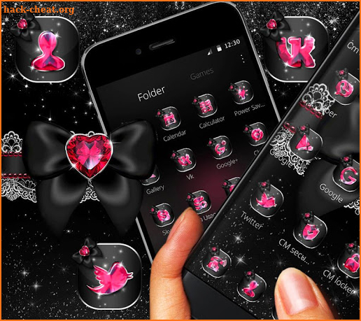 Golden Black Pink Heart Diamond Theme 🎀 screenshot