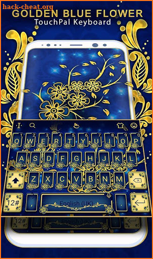 Golden Blue Flower Keyboard Theme screenshot