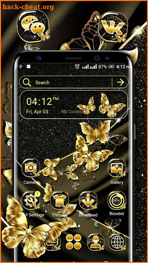 Golden Butterfly Glitter Launcher Theme screenshot