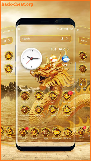 Golden Chinese dragon style launcher screenshot