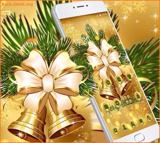 Golden Christmas Jinglebell Bow Theme screenshot